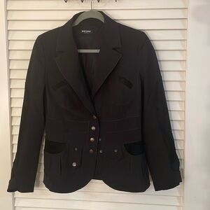 Jean Paul Berlin Black Constructed Detailed Snap Front Pocketed Fitted Blazer